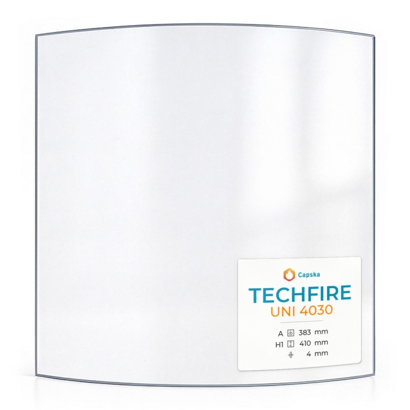 Techfire UNI 4030 Glass - Curved Glass Panel for Wood Burning Stove