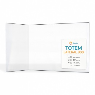 Totem LATERAL 900 Glas - Gefaltet Kaminglas für Kaminofen - TOTEM