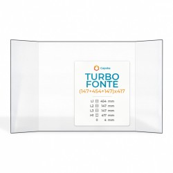 Turbo Fonte (147+454+147)X417 Glas - Prismatisch Kaminglas für Kaminofen