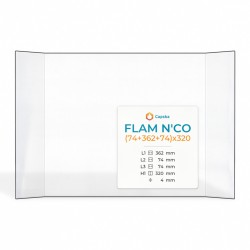 Flam N'Co (74+362+74)X320 Glass - Prismatic glass panel for wood burning stove