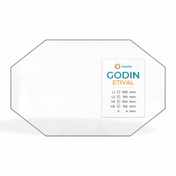 Godin ETIVAL Glas - 4 geschnittene Ecken Kaminglas für Kaminofen