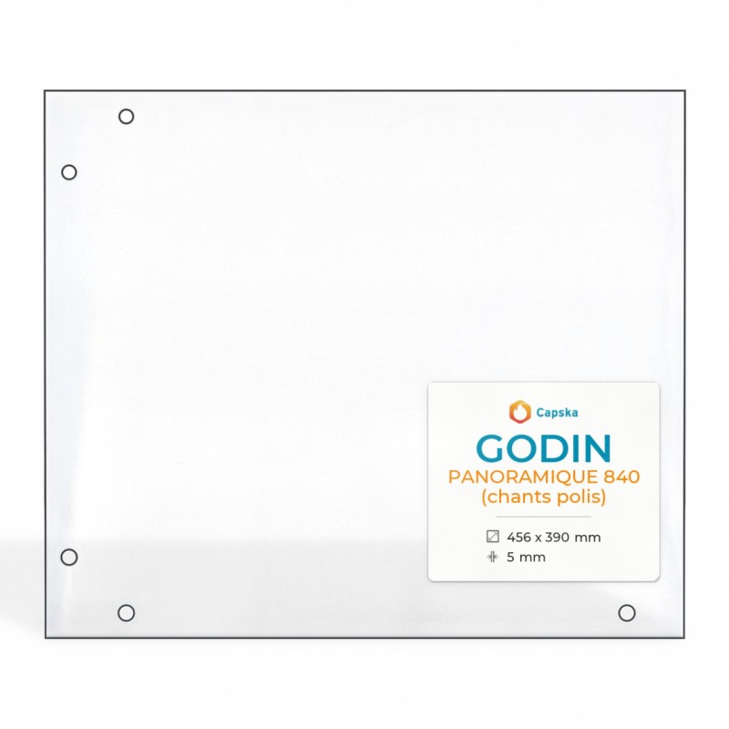 Vitre Godin Panoramique 840 Chants Polis 456x390 mm - Capska