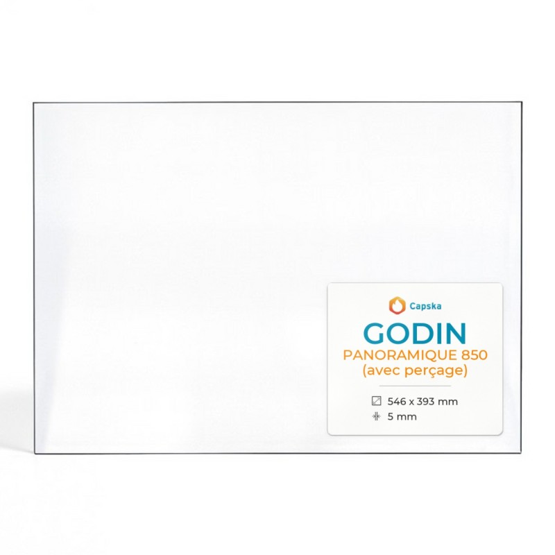Godin PANORAMIQUE 850 Glas - Rechteck Gebohrt Kaminglas