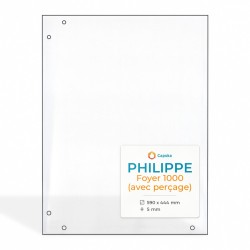 Vitre Philippe FOYER 1000 (avec perçage) - Verre rectangle percé pour insert