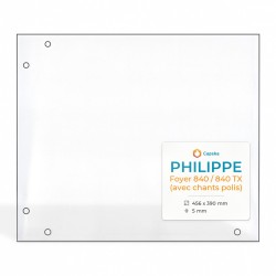Vetro Philippe FOYER 840/840 TX (molatura a matita) - Vetro Rettangolo per inserto per caminetto