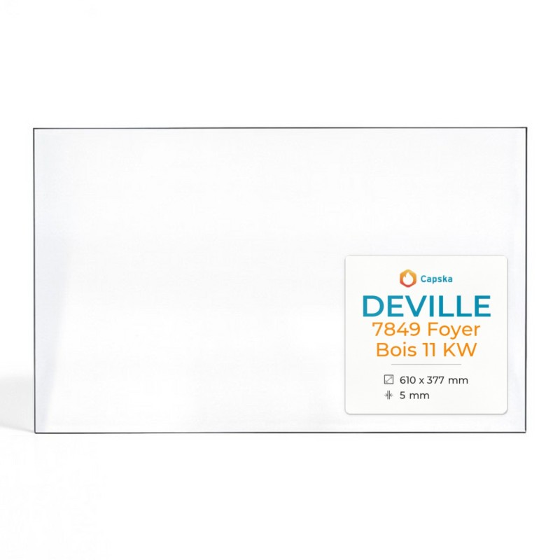 Vitre Deville 7849 Foyer Bois 11 KW - Verre Rectangle pour insert