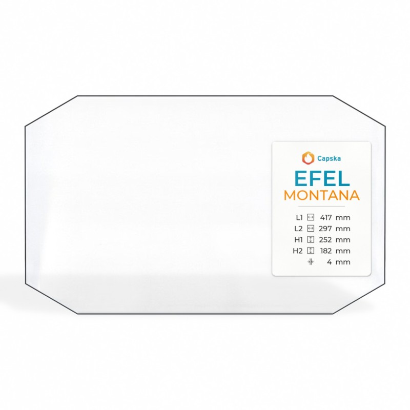 Vitre Efel MONTANA - Verre 4 angles coupés pour poêle à bois