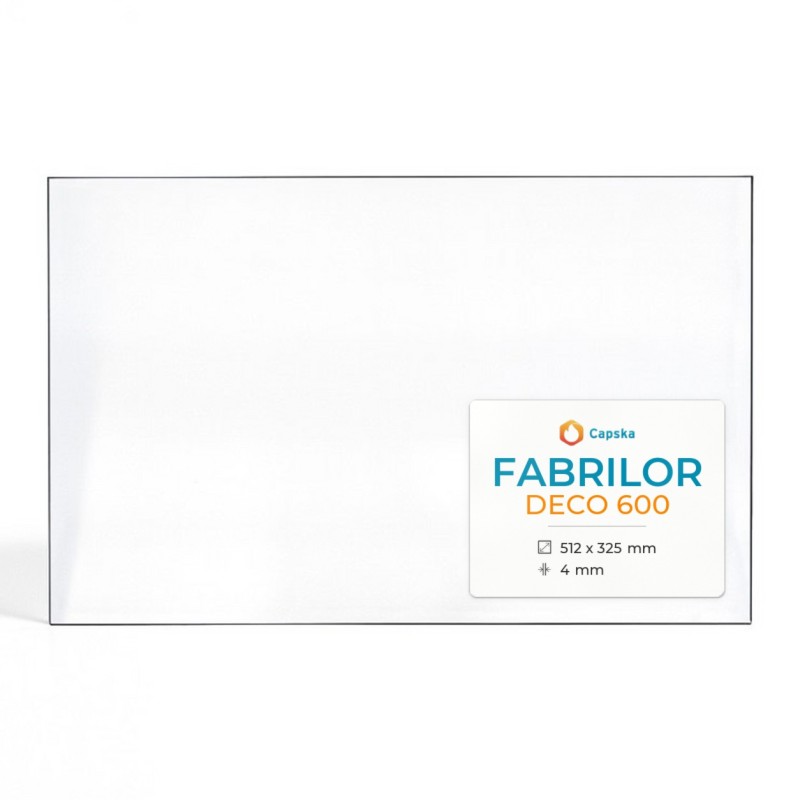 FABRILOR DECO 600 Glas - Rechteck Kaminglas für Kaminofen
