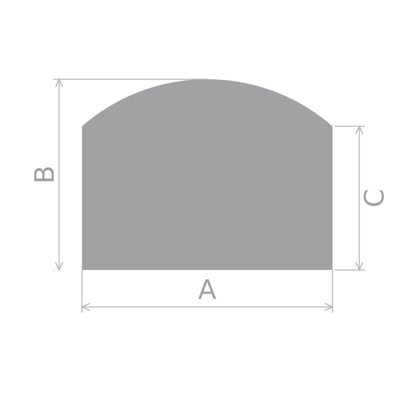 Schema delle dimensioni - Piastra per pavimento arrotondata 1000X1200 mm Vetro