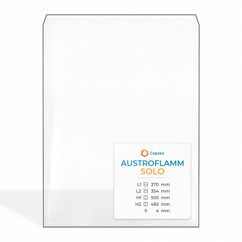Vitre Austroflamm Solo 370x505 mm - 2 Angles Coupés - Capska