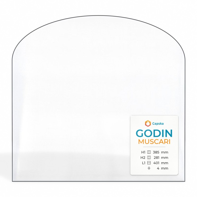 Vitre Godin MUSCARI - Verre Rectangle cintré pour poêle à bois