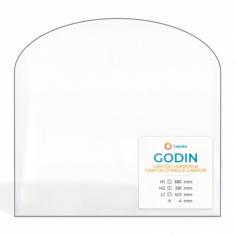Vetro Godin CANTOU LISERON - Vetro Rettangolo con arco per caminetto
