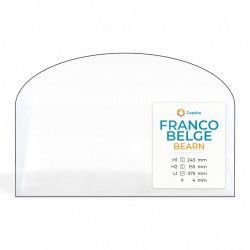 Franco Belge BEARN Glas - Rechteck mit abgerundeter Oberseite Kaminglas für Kaminofen