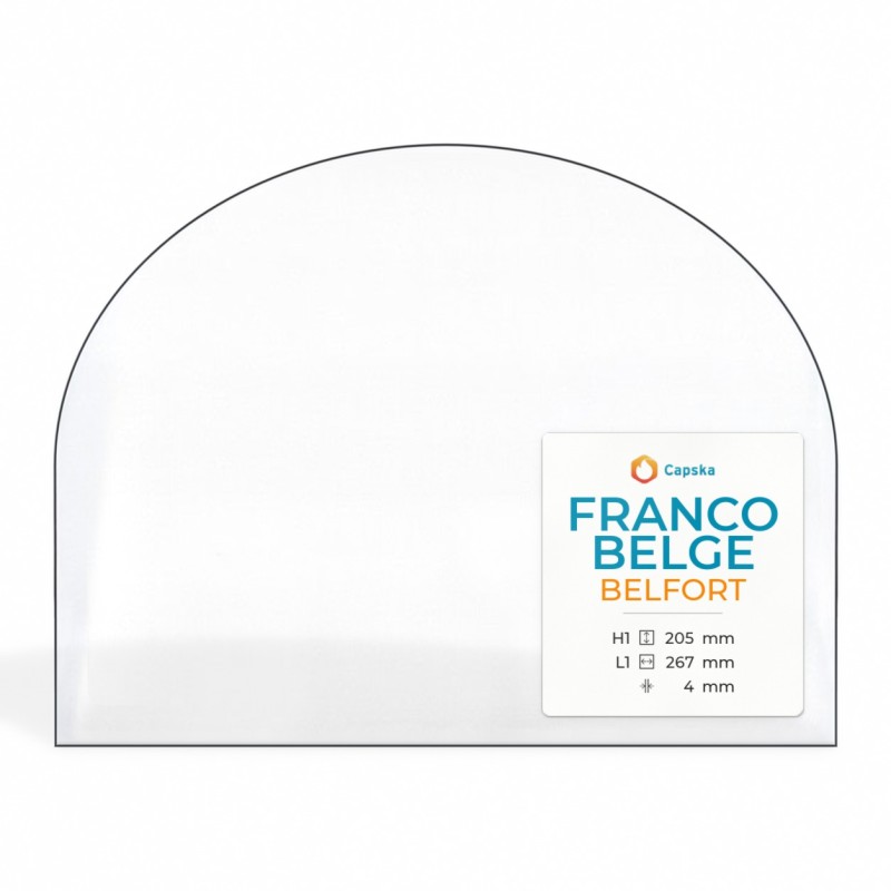 Vitre Franco Belge BELFORT - Verre Rectangle cintré pour poêle à bois