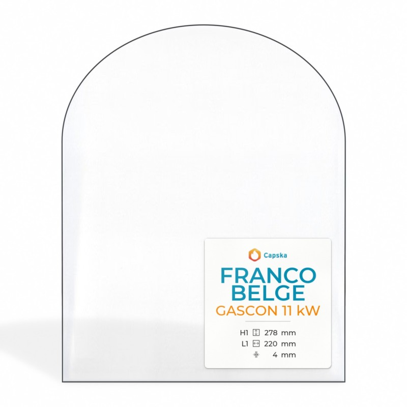 Vitre Franco Belge GASCON 11 kW - Verre 1 angle arrondi Côté gauche