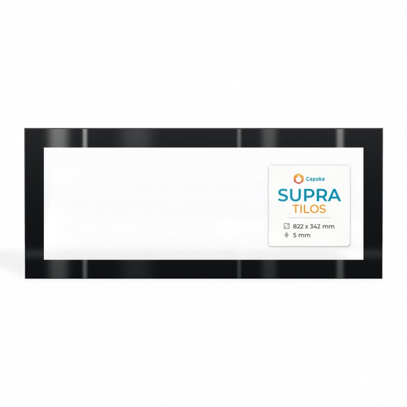 Supra TILOS (cadre noir) - Rectangular silk-screened panel - Fireplace Glass Replacement - Capska