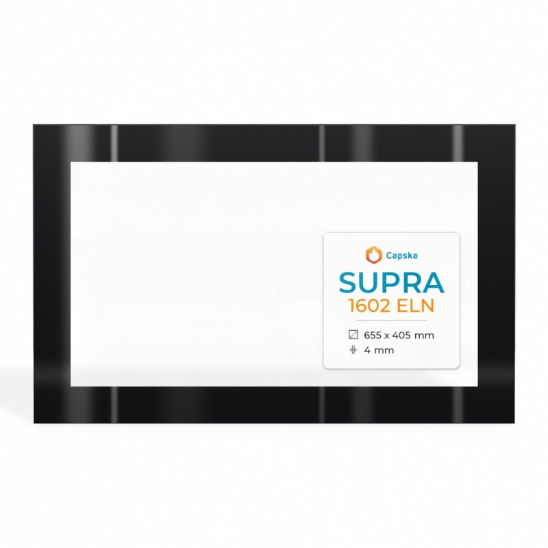 Supra 1602 ELN Glas - Rechteck Siebdruck Gebohrt Kaminglas für Kaminofen