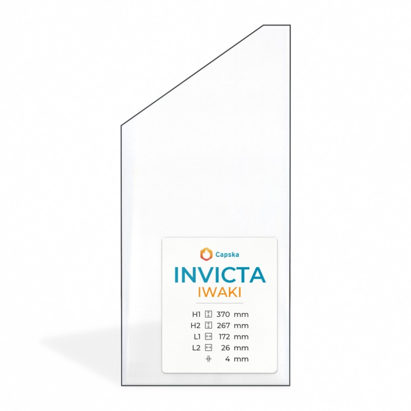 Invicta IWAKI Glas - 1 geschnittene Ecke Kaminglas für Kaminofen