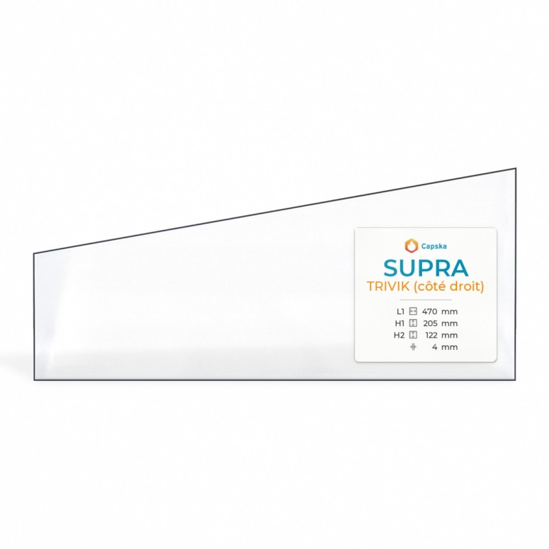 Vetro Supra TRIVIK (lato destro) - Vetro Trapezio rettangolare per stufa a legna