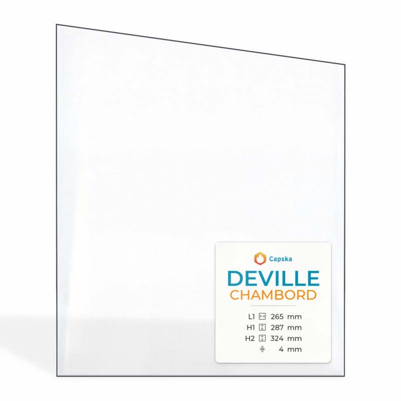 Vetro Deville CHAMBORD (porta sinistra) - Vetro Trapezio rettangolare per stufa a legna