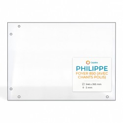 Vetro Philippe FOYER 850 (molatura a matita) - Vetro Rettangolo per inserto per caminetto
