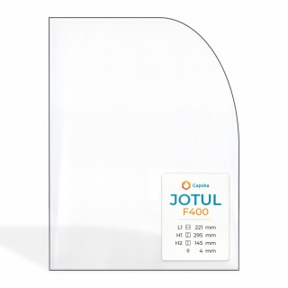 Jotul F400 Glas - 1 abgerundete Ecke Linke Seite Kaminglas für Kaminofen