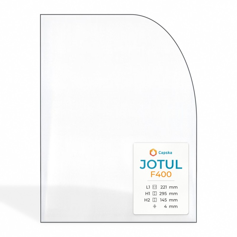 Jotul F400 Glas - 1 abgerundete Ecke Linke Seite Kaminglas für Kaminofen