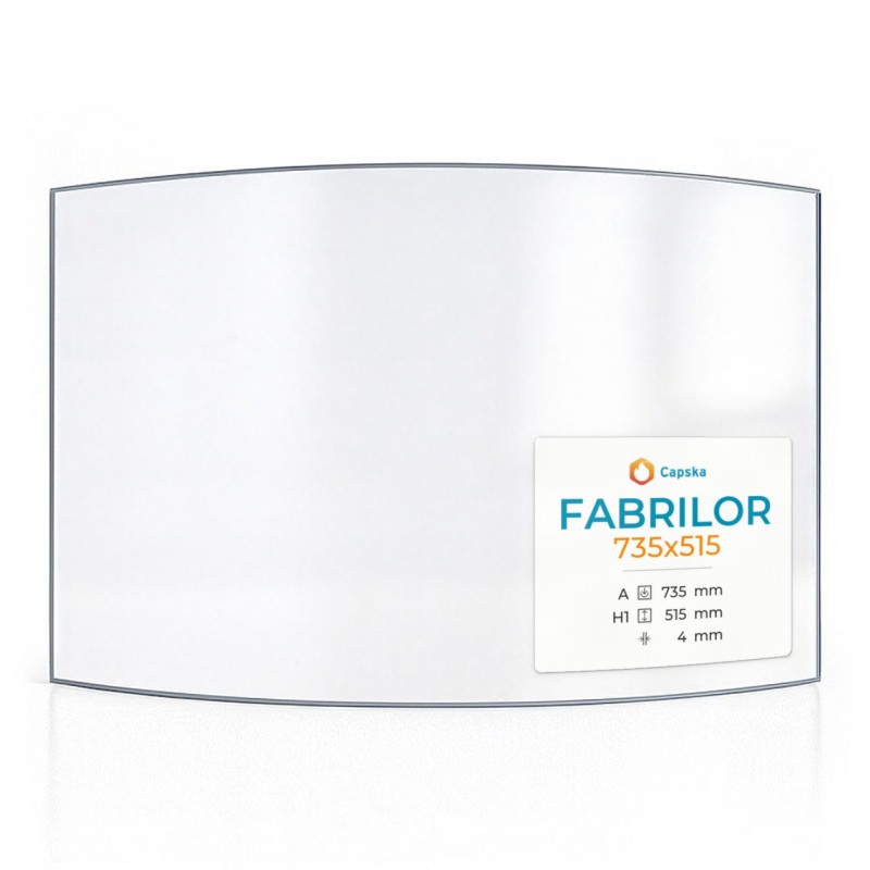 Fabrilor 735X515 Curved Glass Panel for Fireplace Insert