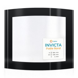 Invicta POÊLE ROND Glas - in sich gebogenes Siebdruck Kaminglas für Kaminofen