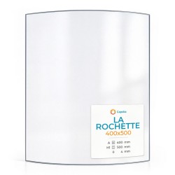 La Rochette 400X500 Glas - in sich gebogenes Kaminglas für Kaminofen
