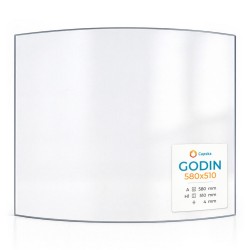 Godin 580X510 Glas - in sich gebogenes Kaminglas für Kaminofen