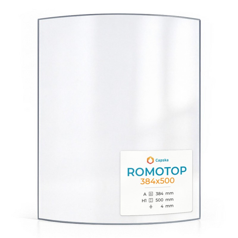 Vitre Romotop 384X500 - Verre Courbe pour poêle à bois