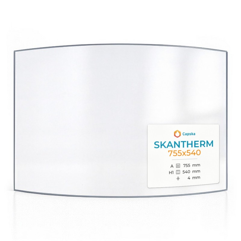 Vitre Skantherm 755X540 - Verre Courbe pour poêle à bois