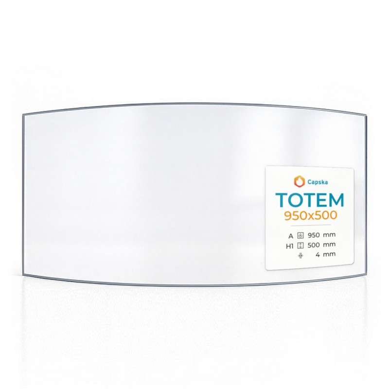 TOTEM 950X500 Curved Glass Panel for Fireplace Insert