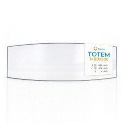 Totem 1480X500 Glass - Curved glass panel for fireplace insert