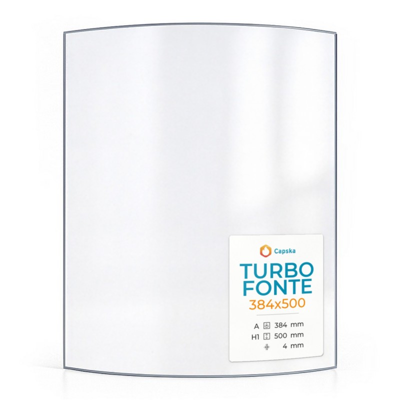 Vitre Turbo Fonte 384X500 - Verre Courbe pour poêle à bois