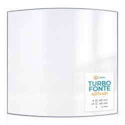 Turbo Fonte 407X401 Glass - Curved glass panel for wood burning stove