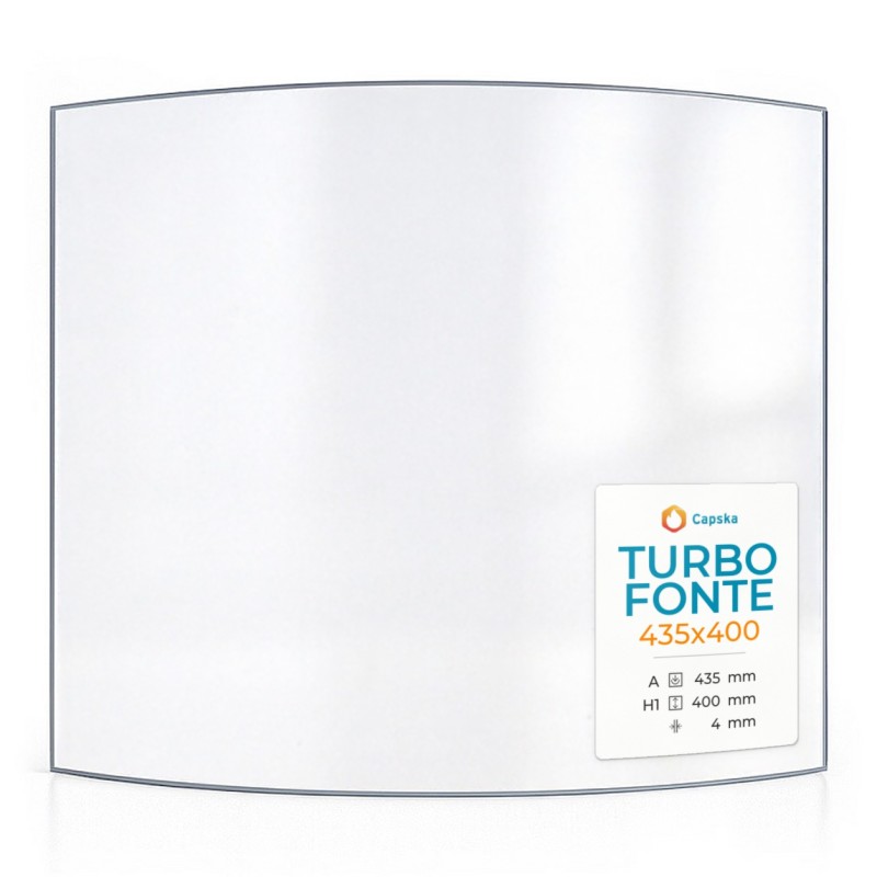 Vitre Turbo Fonte 435X400 - Verre Courbe pour poêle à bois