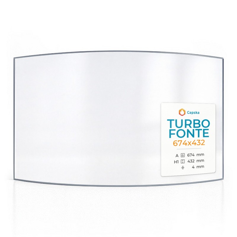 Turbo Fonte 674X432 Glass - Curved Glass Panel for Wood Burning Stove