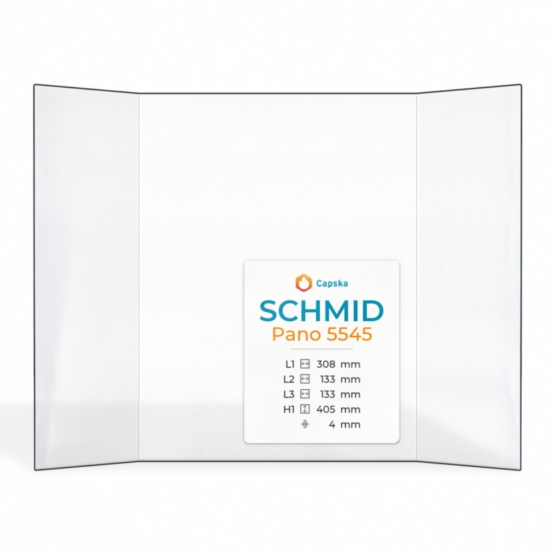 Schmid PANO 5545 Glas - Prismatisches Kaminglas für Kaminofen