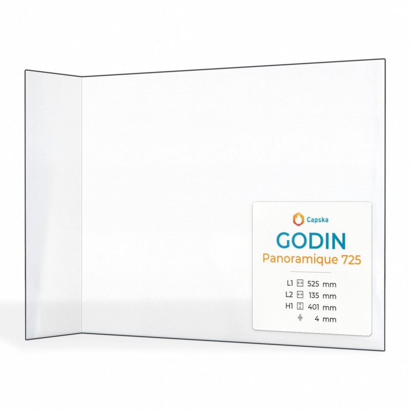 Vetro Godin PANORAMIQUE 725 - Vetro Piegato per inserto caminetto
