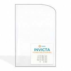 Vitre Invicta FOYER 700 2 PORTES - Verre Rectangle cintré Côté droit pour insert
