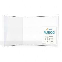 Ruegg (688+480)X469 Glass - Folded glass panel for fireplace insert