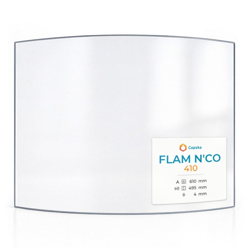 Flam N'Co 410 Glas - In sich gebogenes Kaminglas für Kaminofen