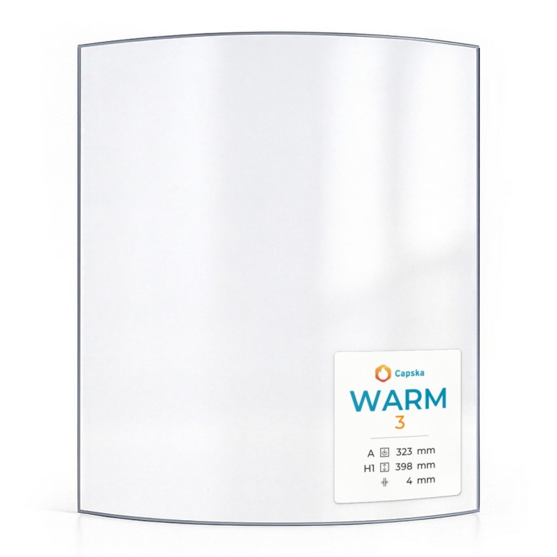 Warm 3 Curved Glass 323x398x4mm - Wood Stove - Capska