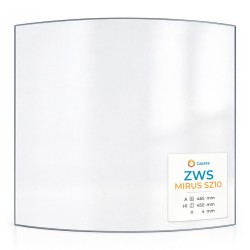 Zws MIRUS SZ10 (465x450) Glas - in sich gebogenes Kaminglas für Kaminofen