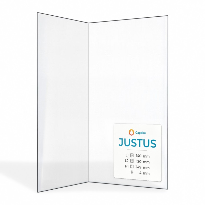 Vitre Justus (140+120)X249 - Verre Pliée pour poêle à bois