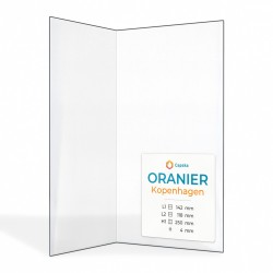 Vetro Oranier Kopenhagen - Vetro Piegato (142+118) x 250 mm per stufa a legna