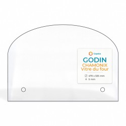 Godin CHAMONIX VITRE DU FOUR Glass - Arched rectangle Screen-printed pierced glass panel for fireplace insert