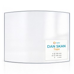 Dan Skan TOPO 525X420 Glas - in sich gebogenes Kaminglas für Kaminofen